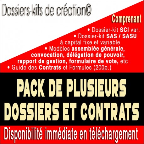 Pack dossier-kit SCI variable, SAS, SASU, Contrats et guide