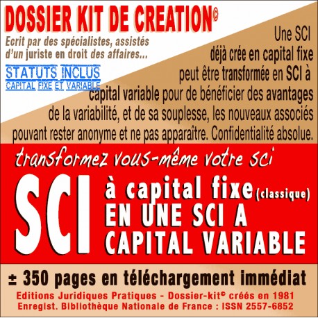 Transformer Une Sci En Sci A Capital Variable Dossier Kit